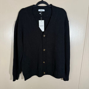 NWT Women’s Alcott Cardigan waffle Knit Sweater Black XL